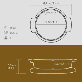 Resim Lava Döküm Yuvarlak Güveç Kabı Döküm Demir Yekpare Çift Kulplu Kayın Servis Ahşabı Çap(Ø)11cm. 
