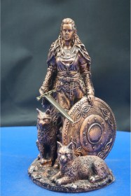 Resim Freya İskandinav Mitolojisi Biblo Heykel - Ev Ofis Dekoratif Aksesuar 25 Cm Bronz 