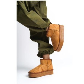 Resim Amelıa Bağcıksız Düz Ve Kalın Taban İçi Kürklü Kısa Süet Kadın Bot Stt - Taba Taba 