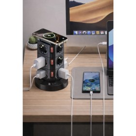 Resim vooka Kablosuz Şarjlı Power Tower 12’li Çoklu Priz 3680W USB & Type-C Akıllı Priz 