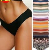Resim 10 Adet Dikişsiz Düşük Bel Kadın Bikini Külotları - Yumuşak, Nefes Alabilir, Esnek İç Çamaşırlar Çeşitli Renklerde (Pembe, Mavi, Turuncu, Siyah, Bej ve Daha Fazlası Günlük Konfor için 