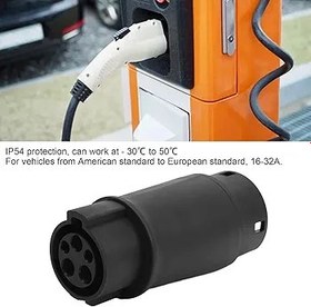 Resim Tip 1 - Tip 2 EV şarj cihazı adaptörü, Elektrikli Araç Şarjı Adaptörü EV Konnektörü 16-32A 220-250V ABD Için AB Standart Araçlar 