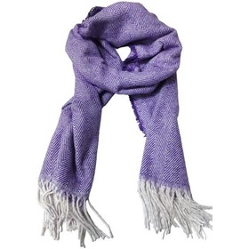 Resim Bayan Balıksırtı Desenli Yumuşak Dokulu Pamuklu Şal Mor Renkli 