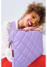 Resim Omuz Askılı Notebook Çanta Tablet Laptop Kılıfı 13"-14" Kapitone Deri Lila Renkli 