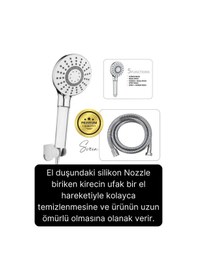 Resim Premium Lüks Duş Başlığı Spiral Mafsal Seti Fonksiyonel Masaj Kopmaz Patlamaz Sızdırmaz Paslanmaz Gri - Gümüş 