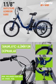 Resim Strada Cycles E-Vo Mekanik Disk 24 Jant Üç Tekerlekli Elektrikli Bisiklet 