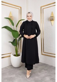 Resim Nevayla Moda Aerobin Kumaş Uzun İkili Takım - Siyah / T0110 Siyah 