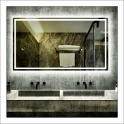 Resim Dnr-Mirror75x105 Cm Beyaz Ledli Tasarım Kumlamalı Banyo Aynası Makyaj Aynası Işıklı Ayna 