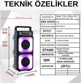 Resim FİOPLUS Bluetooth Hoparlör Parti Hoparlörü Karaoke Mikrofon Hediyeli Işıklı Ses Bombası Radyo Usb Sd Girişli 