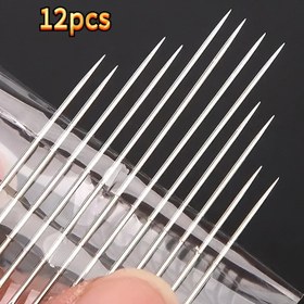 Resim Geniş Gözlü Ağır Hizmet Tipi Dikiş İğneleri - Kolay İplik Geçirme için Paslanmaz Çelik Pimler, Yaşlılar ve Artritli Eller için Mükemmel, Açık Kahverengi, Koyu Kahverengi, Beyaz ve Siyah Renklerde Mevcut 