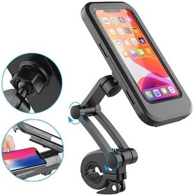 Resim Bisiklet Telefon Tutucu Su Geçirmez Dokunmatik Ekran Motosiklet Bisiklet Telefon İçin Standı 7 İnç'e Kadar Motosiklet Cep Telefonu Montaj Braketi 