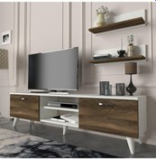 Resim Dekorister Geacles Tv Ünitesi Beyaz-Ceviz 