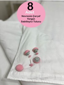 Resim MİMOZA PARK 8 Adet Mantar Yorgan Kılıfı ve Çarşaf Tutucu Sabitleyici Aparat Düğme Seti 