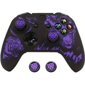 Resim Cloud011 Xbox One S/x İçin Siyah Mor Ralan Laser Oyuklu Kaplan Desenli Kılıf - Şok Emici Kaymaz Tutucu 