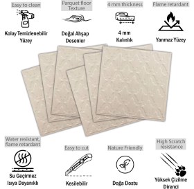 Resim 3 Boyutlu Duvar Paneli Kabartmalı Salon Desen Pvc 41X41 Cm/ 6 Adet /1 M² Beyaz Huş 