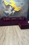 Resim Erduran Mobilya Angelo 3 Modül + 1 Puf Köşe Koltuk Takımı (4 Modül) Babyface Kumaş Bordo 