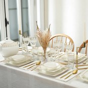 Resim Emsan Fine Bone Masal Gold 61 Parça 12 Kişilik Kare Yemek Takımı 