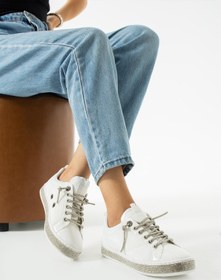 Resim PARİS Kadın Beyaz Taşlı Ortopedik Sneaker 