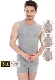 Resim Erkek Ribana Kolsuz Spor Gri Atlet 920 3'lü Ekonomik Paket 