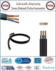 Resim 3x1.5 Ttr Yassı Çarkıt Siyah Elektrik Kablosu - 30 Metre 