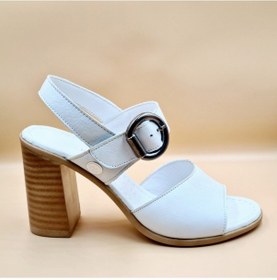 Resim Mammamia D23YS-1170 Beyaz Deri Topuklu (9cm) Kadın Sandalet Beyaz 