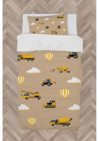Resim Mekta Home Bebek Ve Çocuk Odası İş Makinalı Kahverengi Yol Desenli Nevresim Takımı 