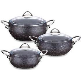 Resim Falez Gri Line Granit 6 Parça Midi Güveç Tencere Seti 
