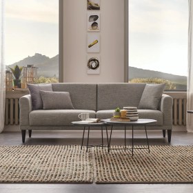 Resim Enza Home Loreto 3'lü Yataklı Koltuk - Açık Gri 