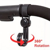 Resim 360° Dönebilen Çok Amaçlı Bebek Arabası Kancası, Evrensel Elektrikli Araç Kancası, Delme Gerektirmeyen Güçlü Sihirli Bant Aksesuarı 