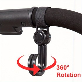 Resim 360° Dönebilen Çok Amaçlı Bebek Arabası Kancası, Evrensel Elektrikli Araç Kancası, Delme Gerektirmeyen Güçlü Sihirli Bant Aksesuarı 