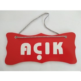 Resim Dekor Plaka Kırmızı - Açık Kapalı Uyarı Levhası 22x10cm Çift Yön 