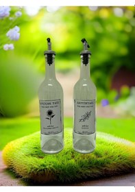 Resim With Love 2x750 Ml Şeffaf Zeytinyağı Ve Ayçiçek Yağı Şişesi Yağdanlık 