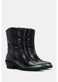 Resim Sam Kadın Yeşil Metalik Gerçek Deri Western Bot Yeşil 