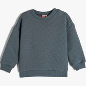 Resim Erkek Bebek Basic Sweatshirt Kapitone Uzun Kollu Bisiklet Yaka 