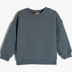 Resim Erkek Bebek Basic Sweatshirt Kapitone Uzun Kollu Bisiklet Yaka 