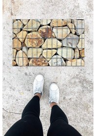 Resim Dijital Baskı Renkli Kaya Desen Kapı Önü Paspası K-1060 