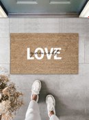 Resim Silkcoat Home Dış Ve Iç Mekan Beyaz Kapı Önü Paspası Yourself Love Desen Paspas 