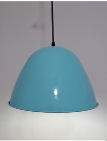 Resim Riolight Retro Turkuaz Içi Beyaz Tekli Metal Sarkıt Çap: 28Cm 