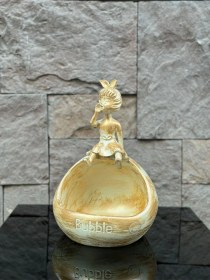 Resim Dekoratif Polyester Çerezlik&telefonluk Biblo Krem Gold Eskitme 