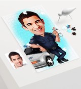 Resim Kişiye Özel Bay Trafik Polisi Karikatür 240 Parça A3 Puzzle - 1 