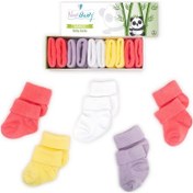 Resim Novibaby 5'li Bambu Yenidoğan Bebek Çorabı I Colourful I 0-6 ay Çok Renkli 