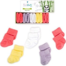 Resim Novibaby 5'li Bambu Yenidoğan Bebek Çorabı I Colourful I 0-6 ay Çok Renkli 