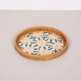 Resim Pearl 25x3 Cm Sedefli Rattan Tepsi & Duvar Dekoru Mix 