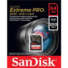 Resim Sandisk Extreme Pro 64GB 200mb/s SDXC Hafıza Kartı 