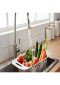Resim Sürgülü Pratik Ayarlanabilir Lavabo Süzgeci, Ayarlı Süzgeç, Meyve Sebze Salata Yıkama Süzgeci Gri Çok Renkli 