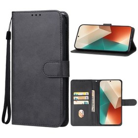 Resim Xiaomi Redmi Note 13 5g İçin Deri Telefon Kılıfı Siyah 