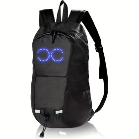 Resim Sesli Sinc Rhythm Işıkları, Ayarlanabilir Omuz Askıları, USB Şarj, Fermuar Kapanışı ile Renkli LED Işıklı Sırt Çantası - Açık Hava Sporları ve Boş Zamanlar için Siyah Sokak Stili Günlük Sırt Çantası, Seyahat Sırt Çantası, Sokak Stili Çanta, Dayanıklı Fermuar Çanta 