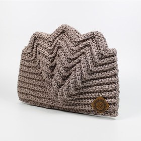 Resim Fr El Örgüsü Örme Midye Clutch Çanta, Handmade Kadın Çanta 202302004 Vizon 