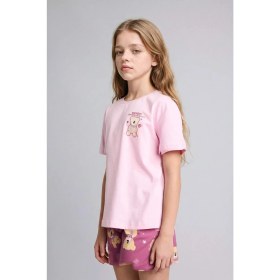 Resim DeFacto Kpop - Demon Hunters Relax Fit 2'li Pembe Pijama Takımı Kız Çocuk H8497A826SM 