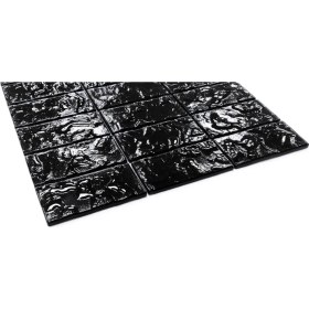 Resim MozaiKristaL Mutfak Tezgah Arası, Banyo, Havuz, Sauna, Spa ve Yaşam Alanlarının Tüm Yüzeyleri Için Kaya Deseni Yüzeyli, 30X30 cm Fileli Siyah Kristal Cam Mozaik. ( 1 m2 fiyatıdır ) 
